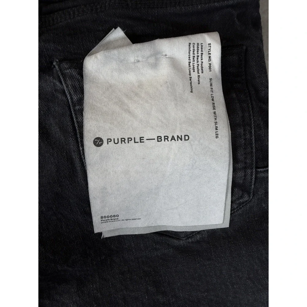 Purple Brand P001 Black Wash Slim Fit Jeans Low Rise Men's Size 33 Fits (32x33)